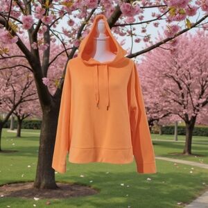 Xersion Vibrant Orange Women's Hoodie PULLOVER LARGE CROPPED FLEECE